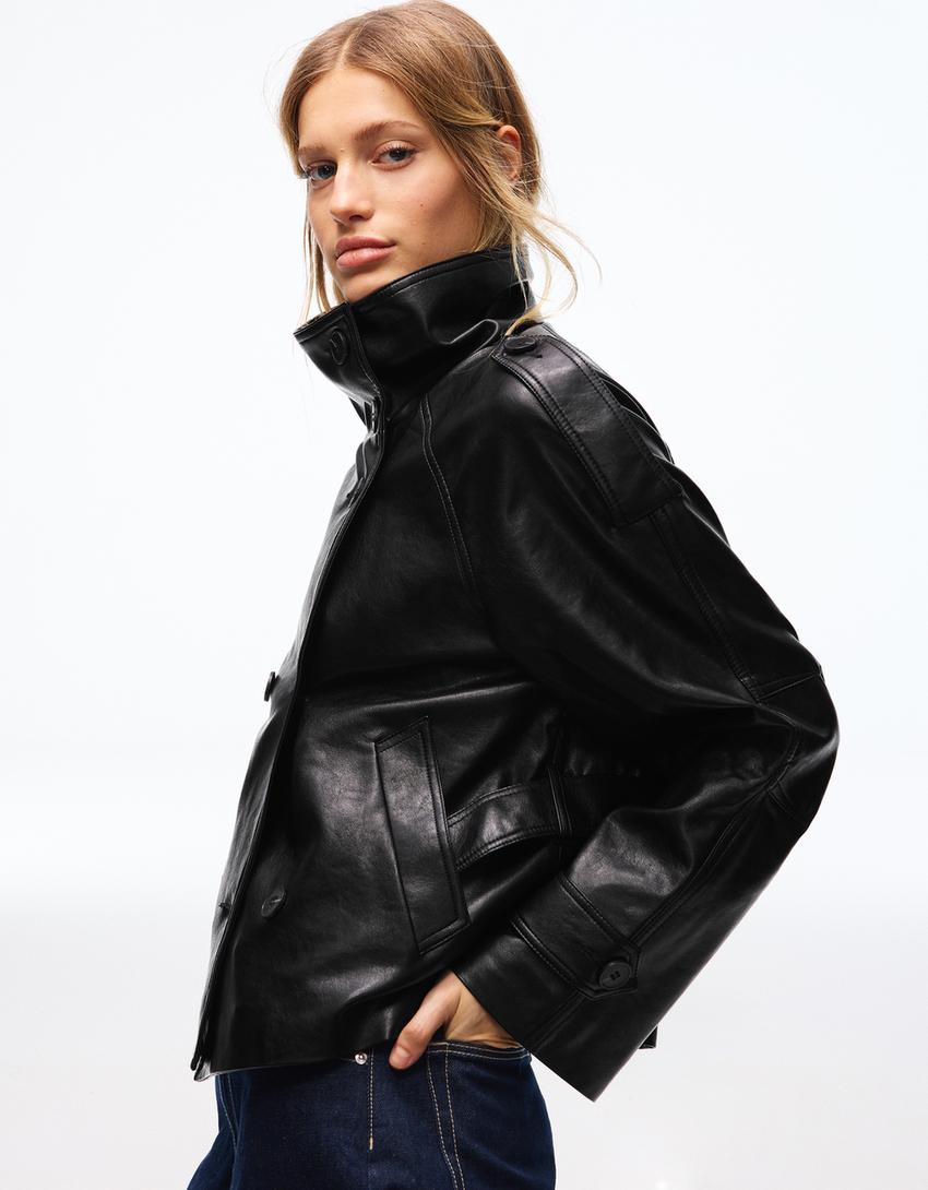 "Aria" Kunstleder Trenchcoat