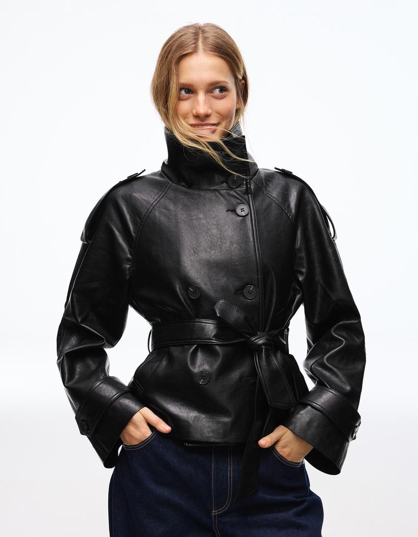 "Aria" Kunstleder Trenchcoat