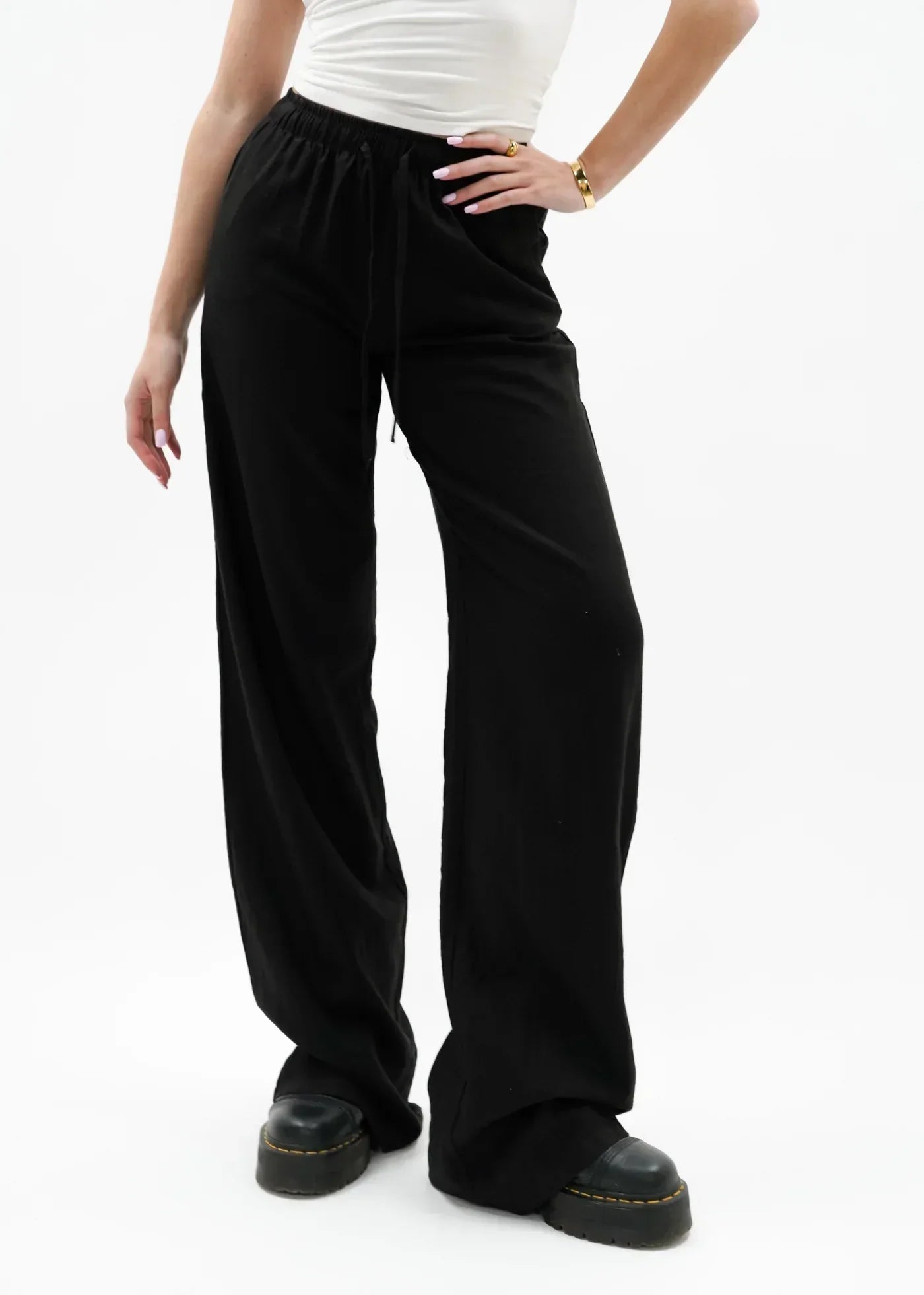 "Jennifer" Leinenhose Schwarz