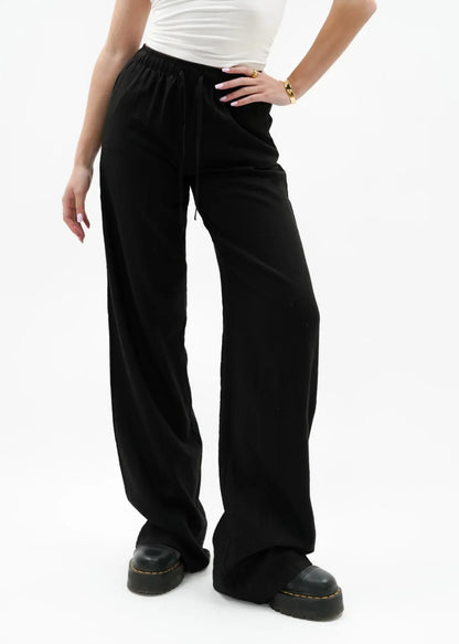 "Jennifer" Leinenhose Schwarz